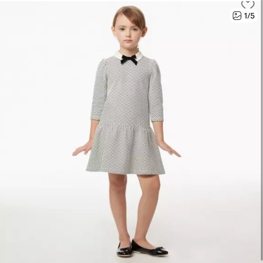 NWT Geo Floral Jacquard Bow Collar Dress